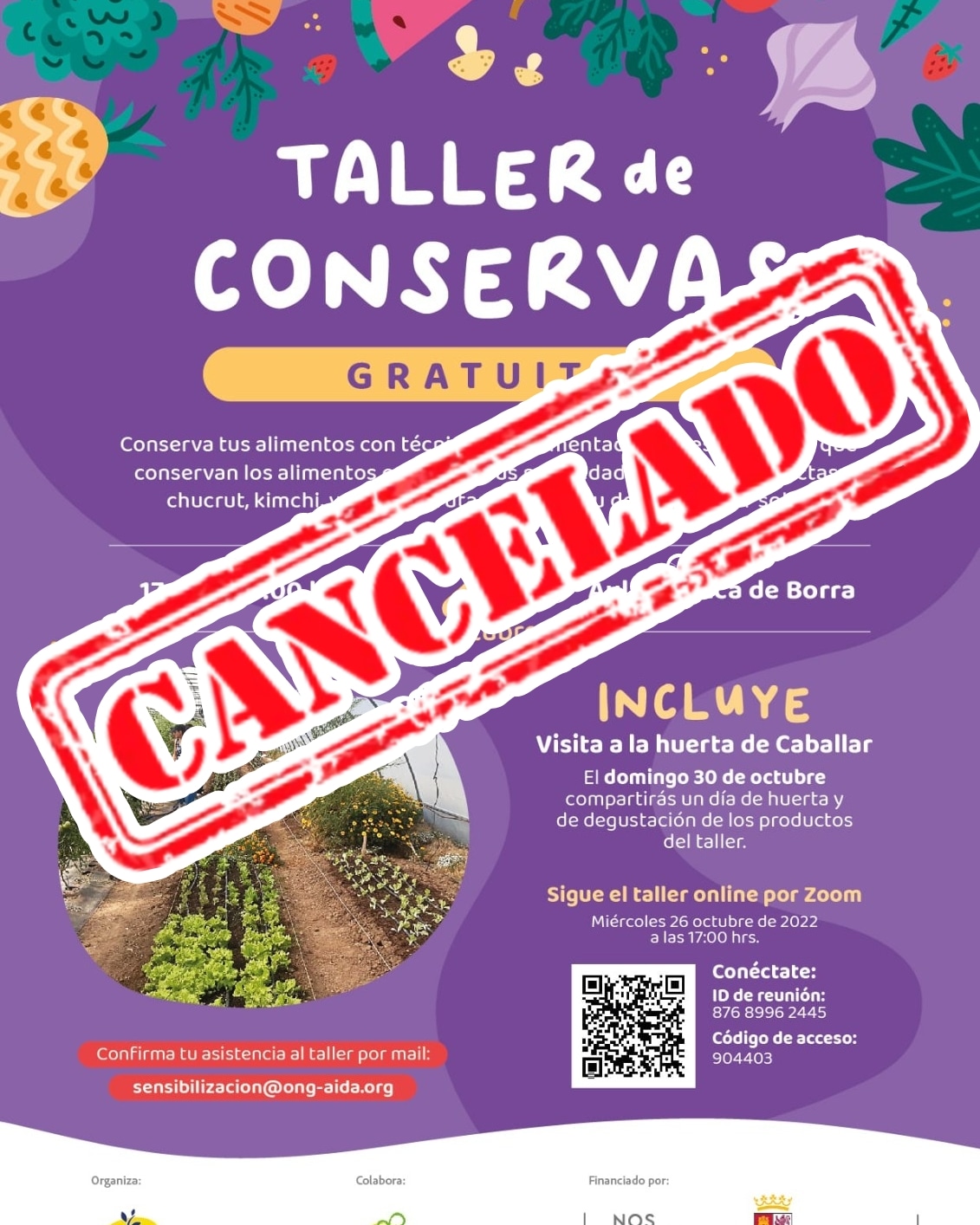 Cancelado el taller de aida